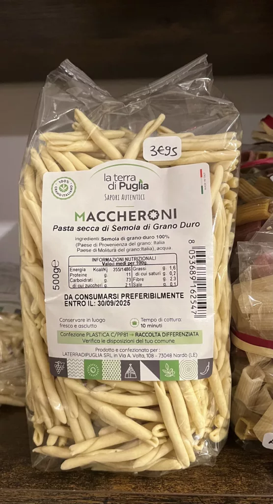 maccheroni artisanales des pouilles en sachet