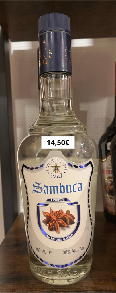 sambuca liqueur d'anis en bouteille